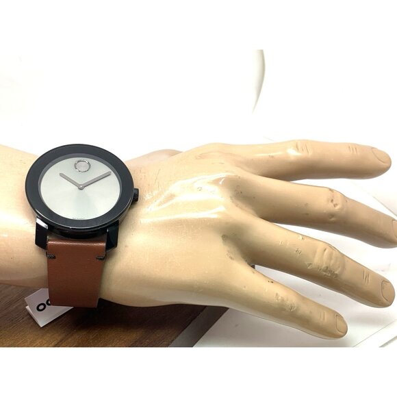 Movado Men's Watch 3600442 Bold Swiss Quartz Gray Dial 42mm Brown Leather Strap - Picture 5 of 14